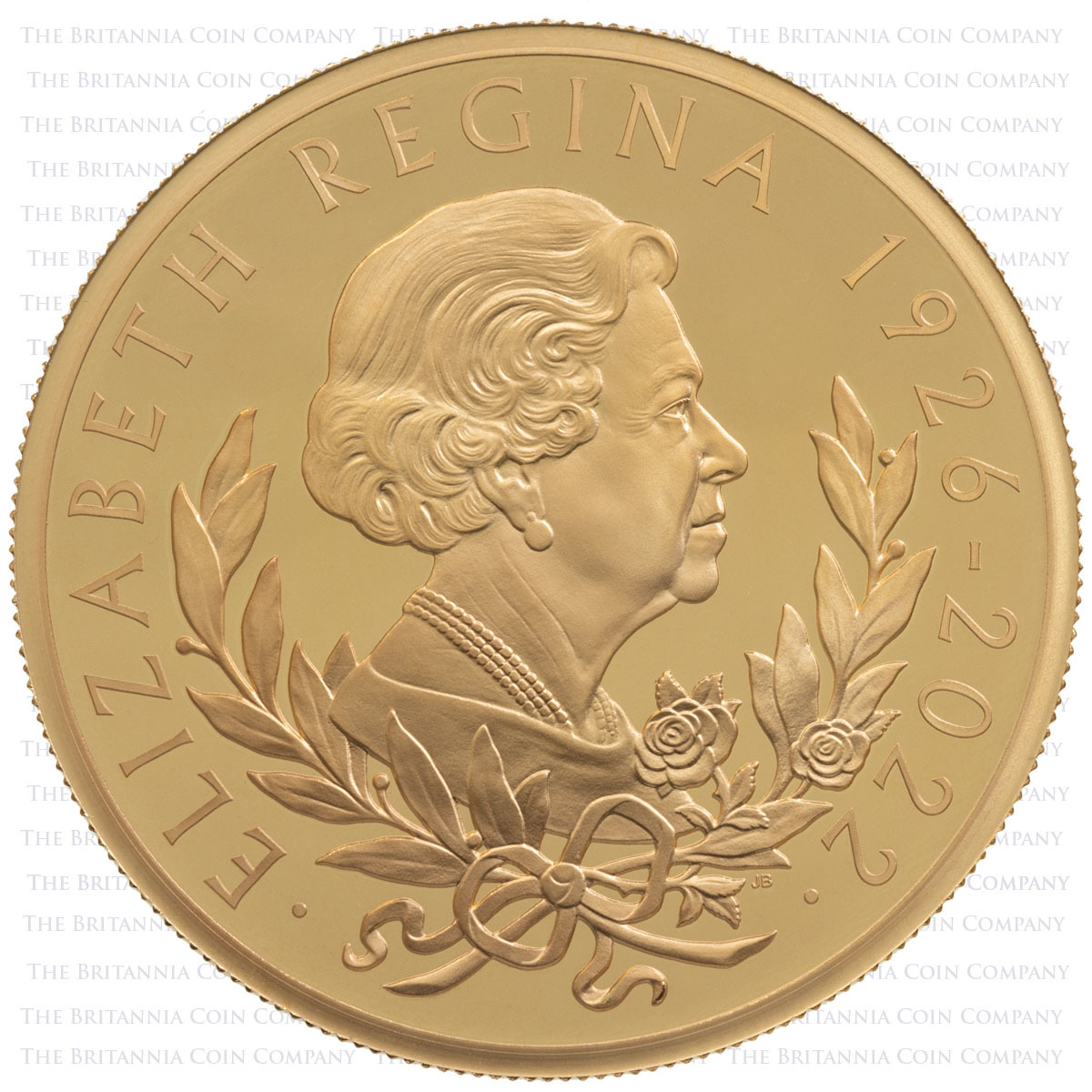 UK22QMG2 2022 Elizabeth II Memorial Two Ounce Gold Proof Coin Reverse