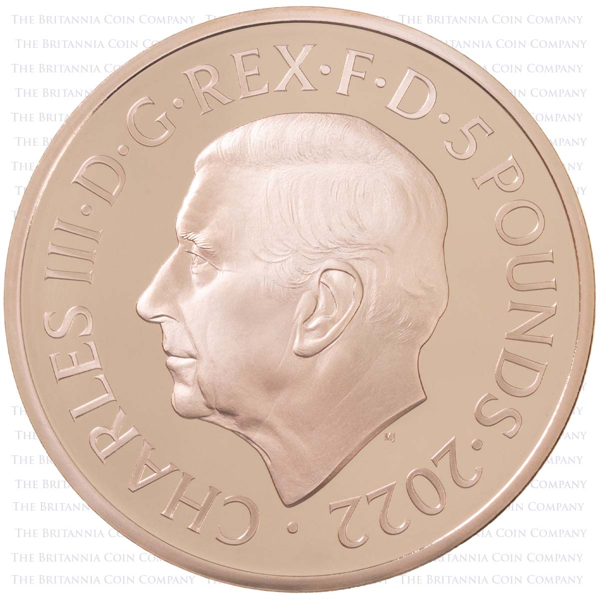 UK22QMGP 2022 Elizabeth II Memorial £5 Crown Gold Proof Coin Obverse