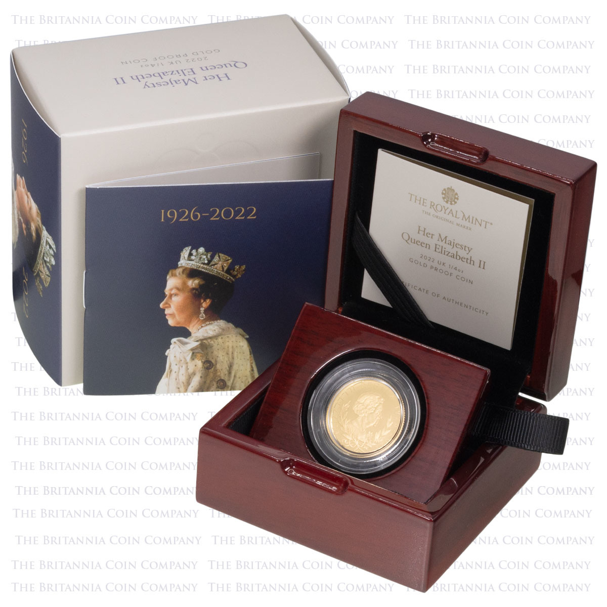 UK22QMGQ 2022 Elizabeth II Memorial Quarter Ounce Gold Proof Coin Boxed