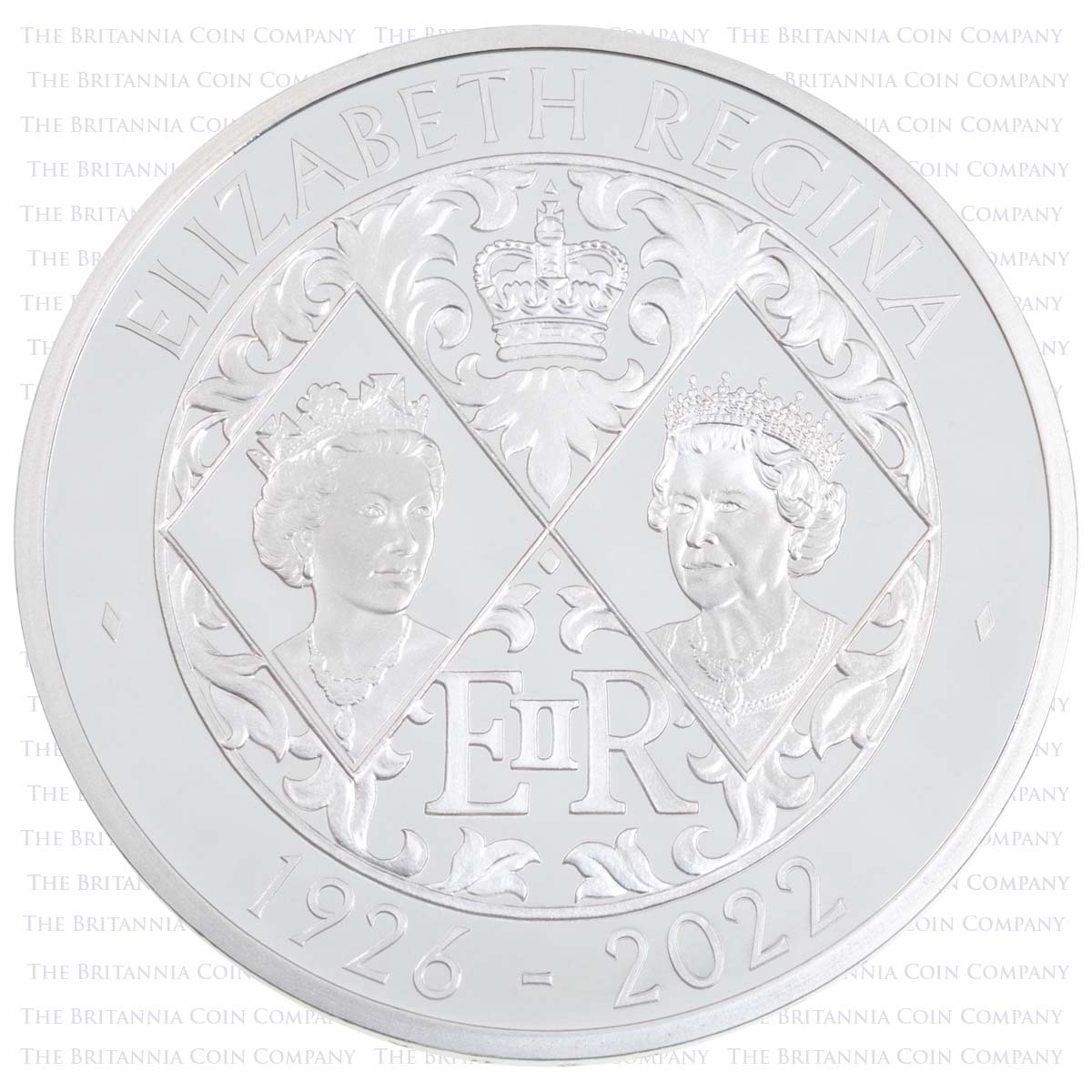UK22QMPF 2022 Elizabeth II Memorial £5 Crown Piedfort Silver Proof Coin Reverse