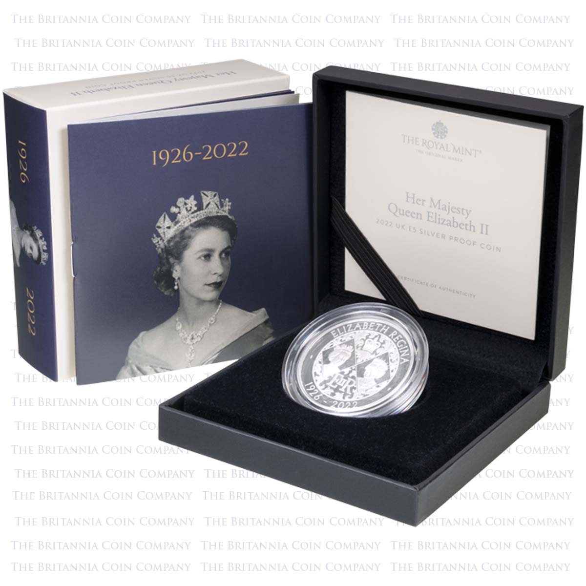 UK22QMSP 2022 Elizabeth II Memorial £5 Crown Silver Proof Coin Boxed