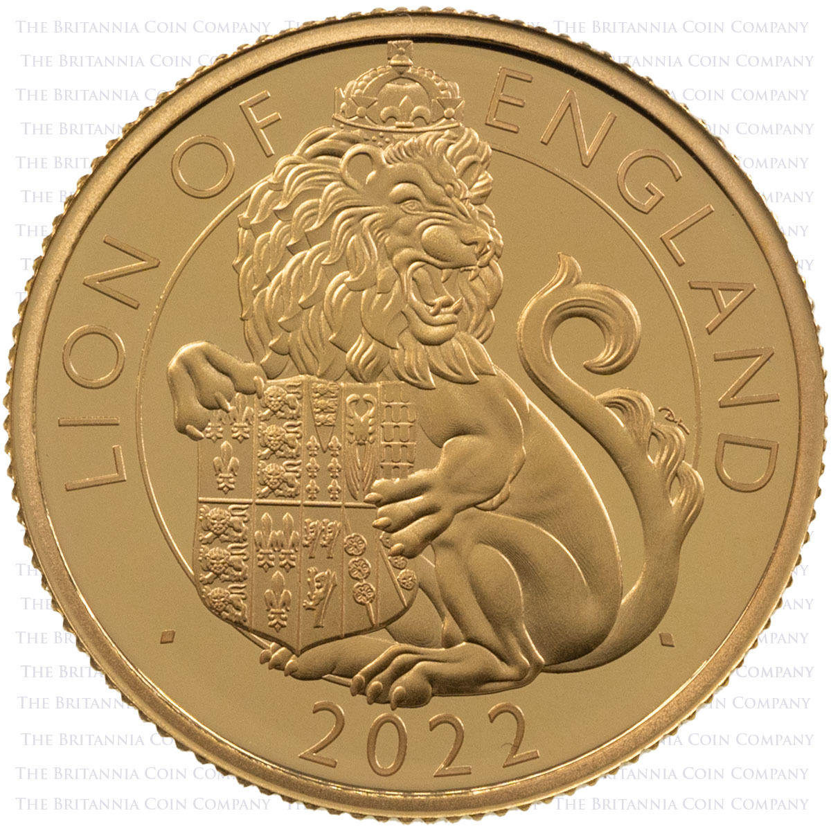 UK22TLEQO 2022 Tudor Beasts Lion Of England Quarter Ounce Gold Proof Coin Reverse