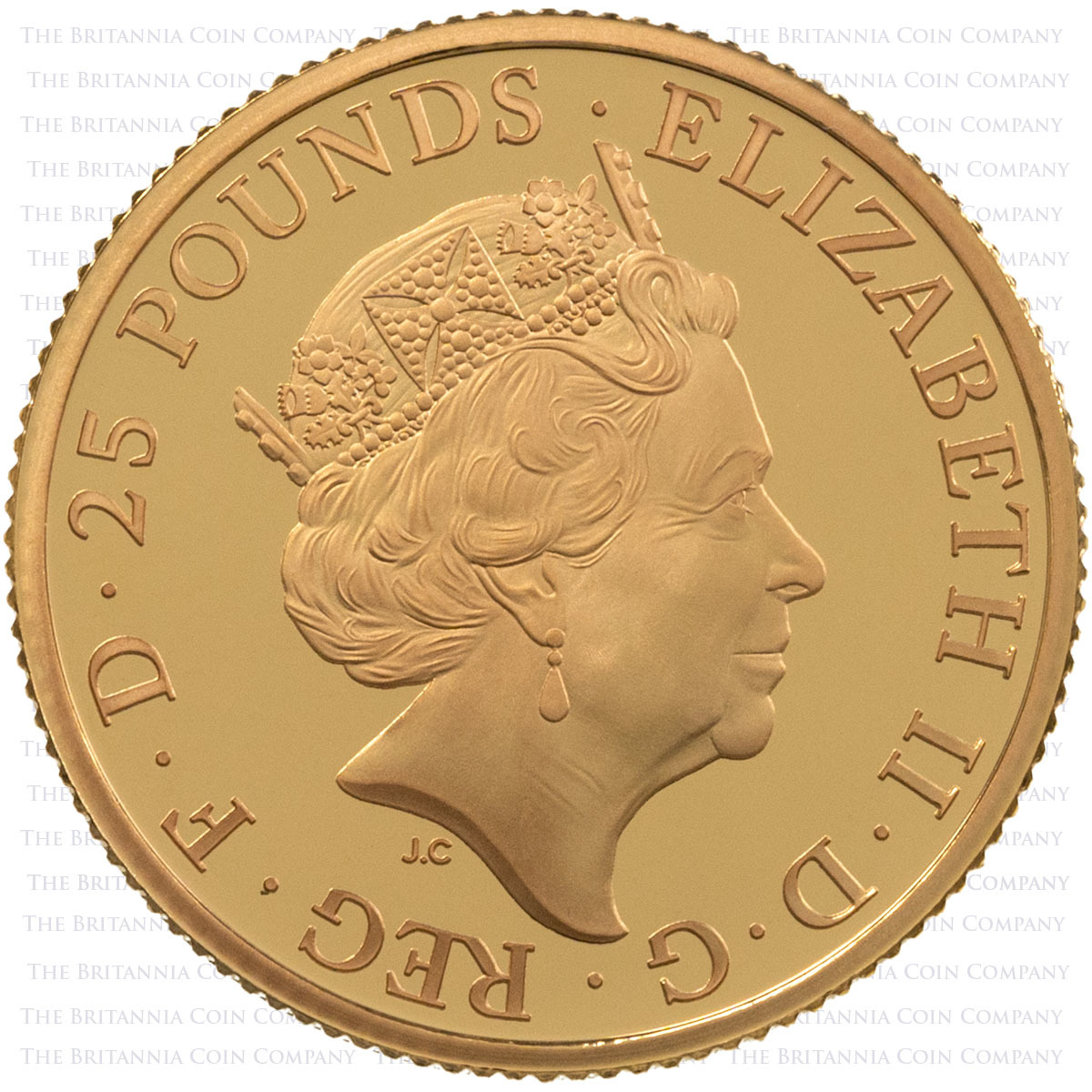 UK22TLEQO 2022 Tudor Beasts Lion Of England Quarter Ounce Gold Proof Coin Obverse