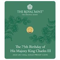 UK2375G40 2023 King Charles III 75th Birthday Fortieth Ounce Gold Proof Coin Thumbnail
