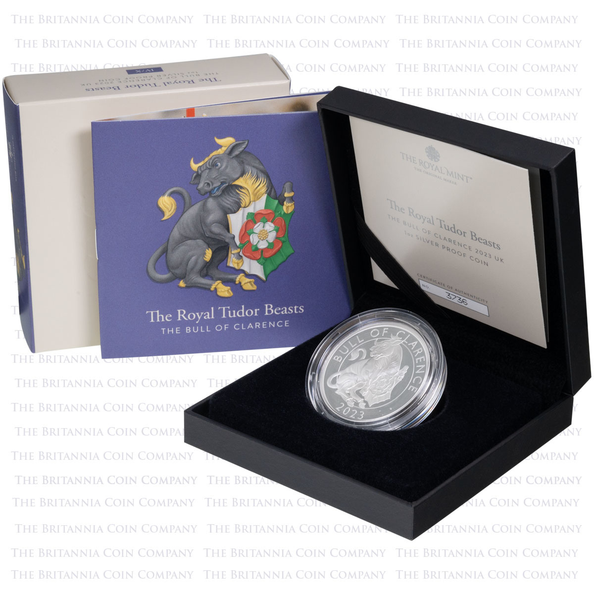 UK23BCSP 2023 Bull Of Clarence Tudor Beasts One Ounce Silver Proof Coin Boxed