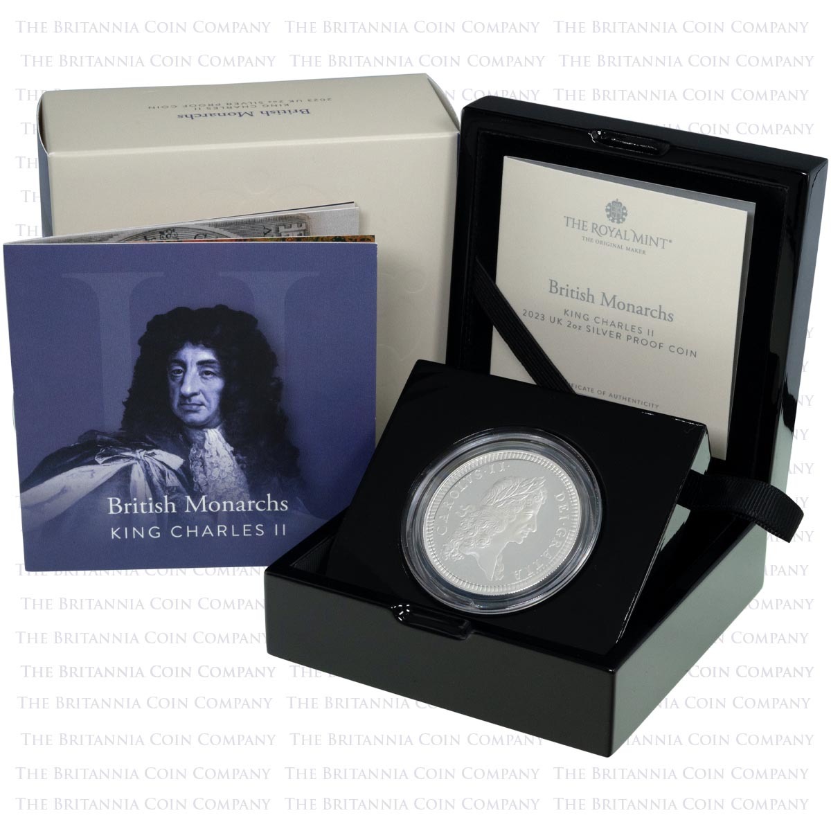 UK23C2S2 2023 King Charles II British Monarchs Two Ounce Silver Proof Coin Boxed