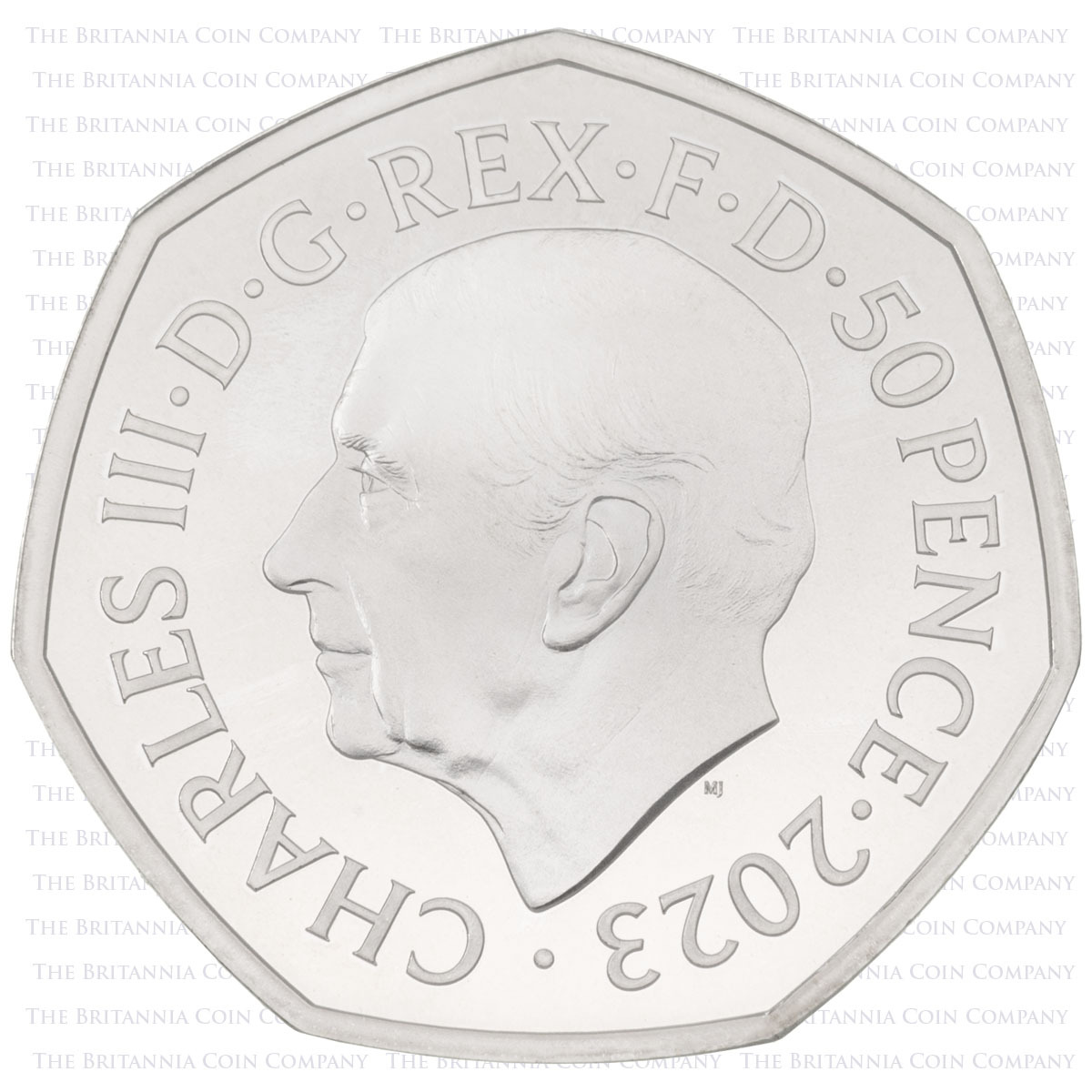 Charles III obverse on UK23DVSC 2023 Darth Vader And Emperor Palpatine Fifty Pence Coloured Silver Proof Star Wars Coin