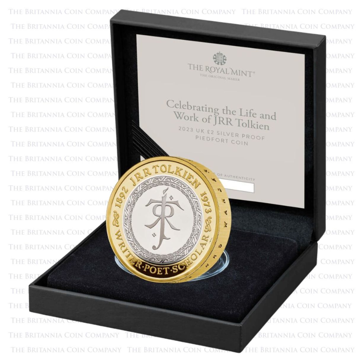UK23JTPF 2023 J R R Tolkien Lord Of The Rings Two Pound Piedfort Silver Proof Coin Boxed