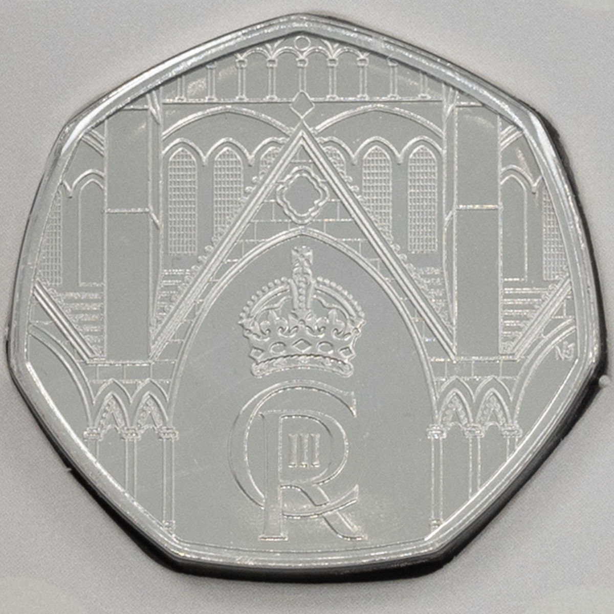 UK23K50BU 2023 King Charles III Coronation Fifty Pence Brilliant Uncirculated Coin In Folder Reverse