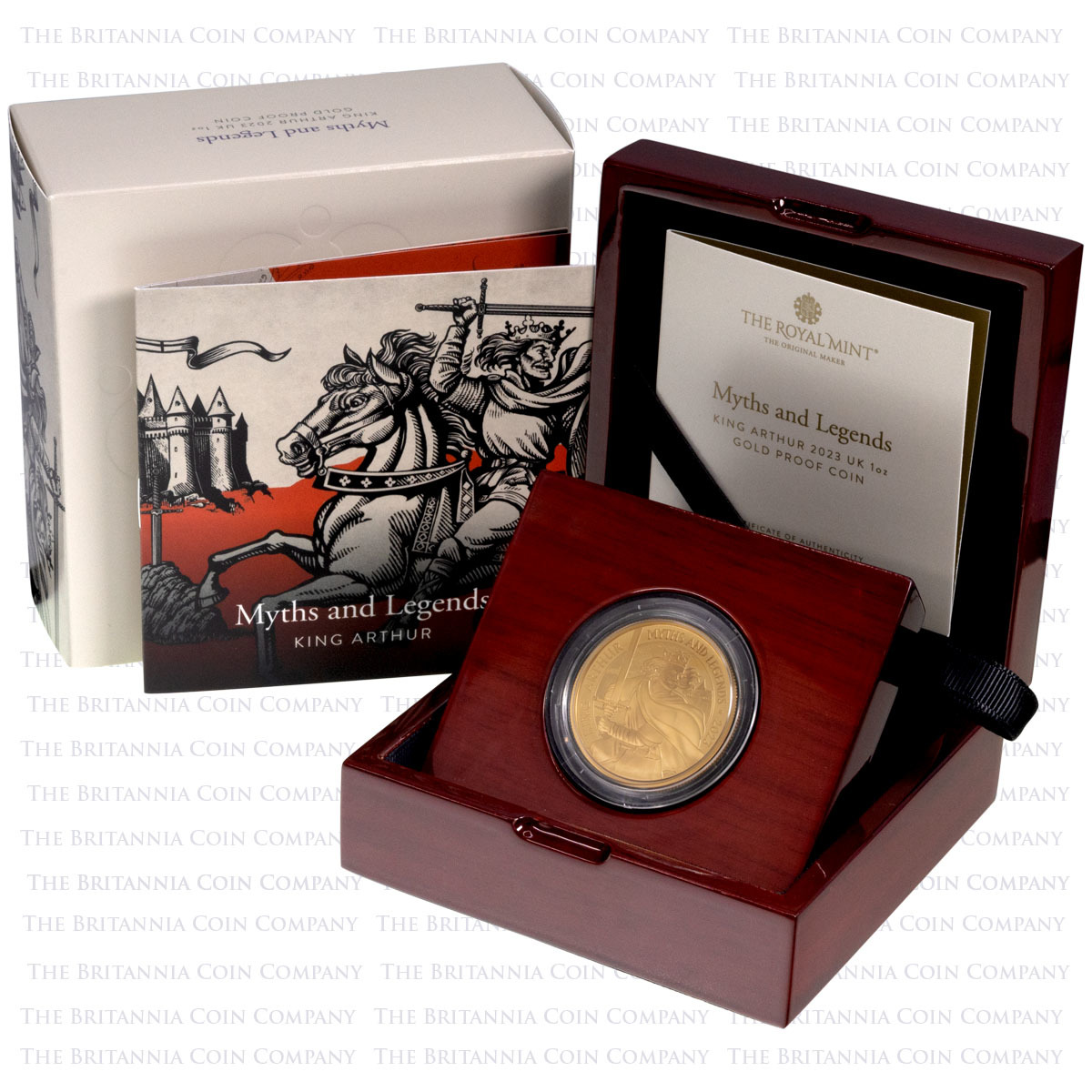 UK23KAGP 2023 Myths And Legends King Arthur One Ounce Gold Proof Coin Boxed