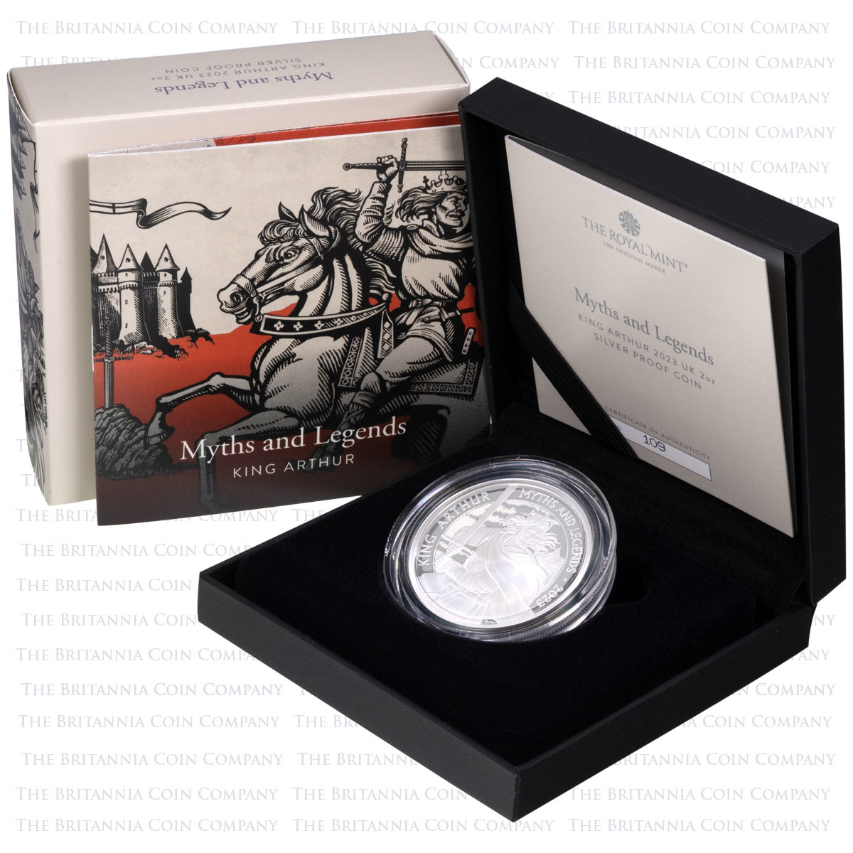 UK23KAS2 2023 Myths And Legends King Arthur Two Ounce Silver Proof Coin Boxed