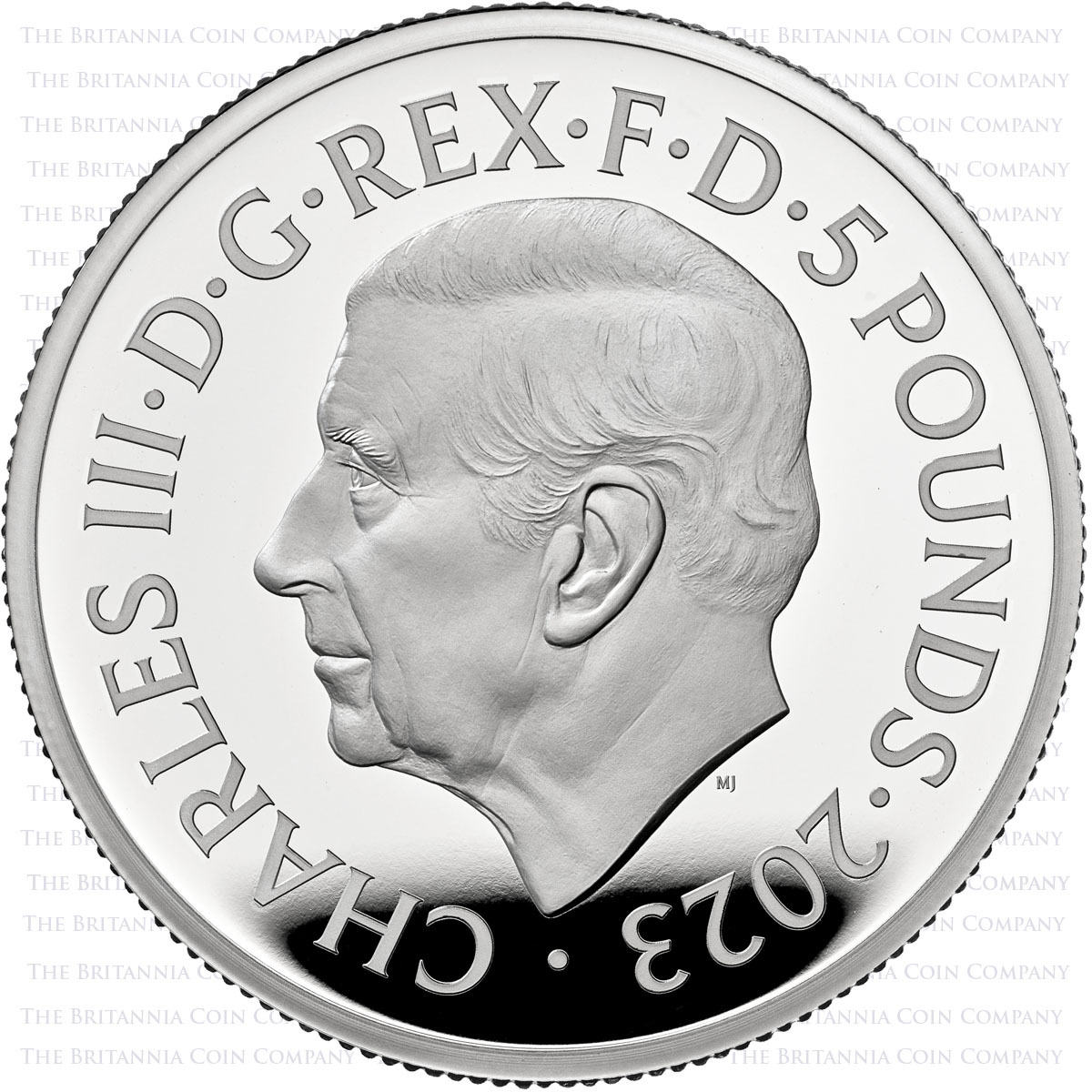 UK23KABU 2023 Myths And Legends King Arthur Five Pound Crown Brilliant Uncirculated Coin In Folder Obverse