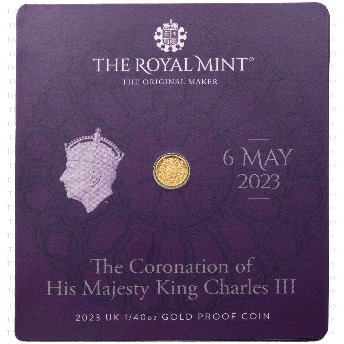 Uk23KC40G 2023 King Charles III Coronation Fortieth Ounce Gold Proof Coin Carded