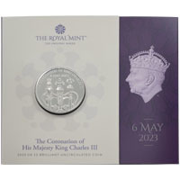 UK23KCBU 2023 King Charles III Coronation Five Pound Crown Brilliant Uncirculated Coin In Folder Thumbnail