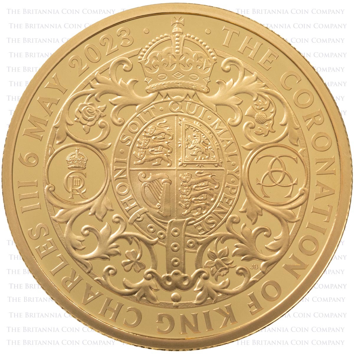 UK23KCG1 2023 King Charles III Coronation One Ounce Gold Proof Coin Reverse