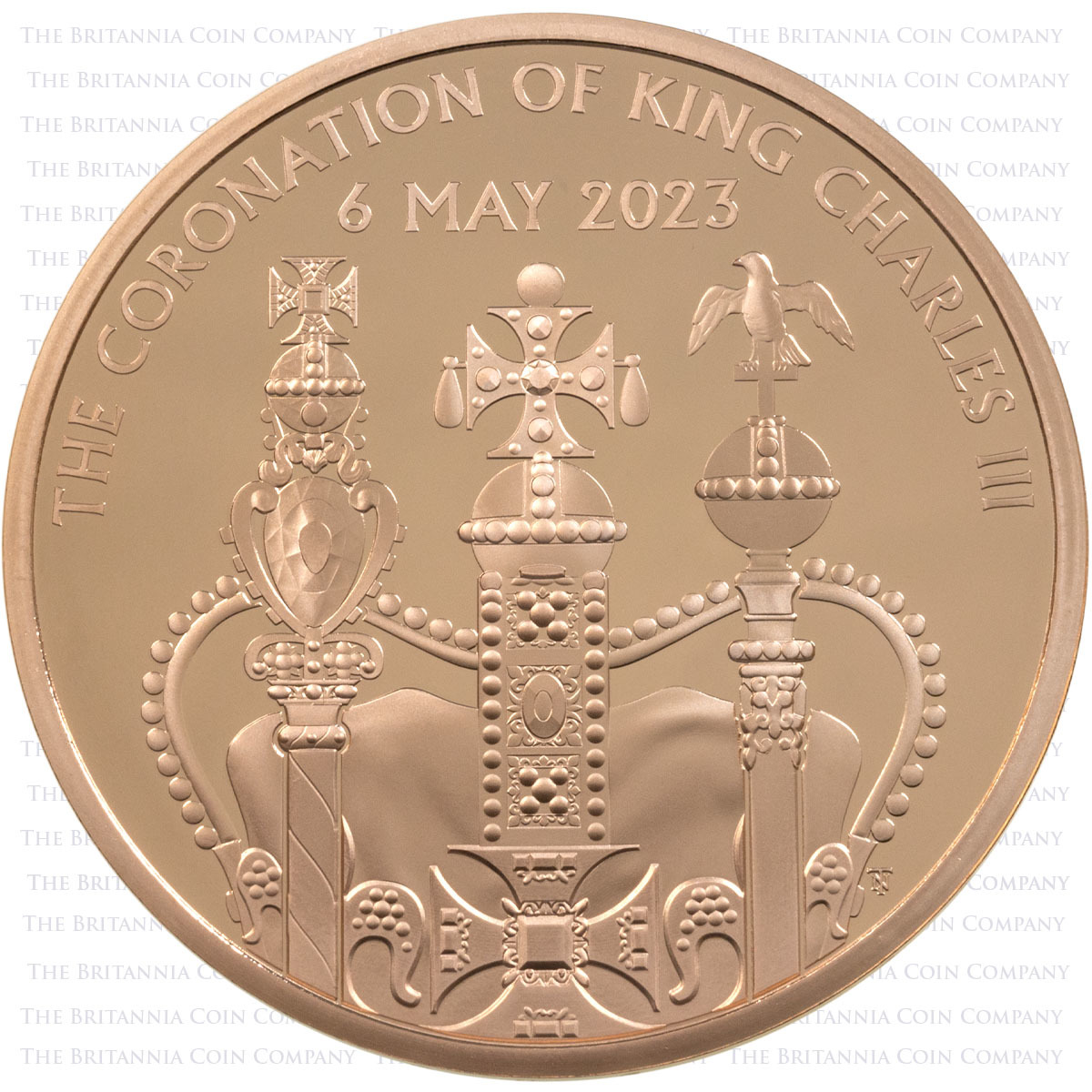 UK23KCGP 2023 King Charles III Coronation Five Pound Crown Gold Proof Coin Reverse