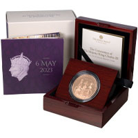 UK23KCGP 2023 King Charles III Coronation Five Pound Crown Gold Proof Coin Thumbnail