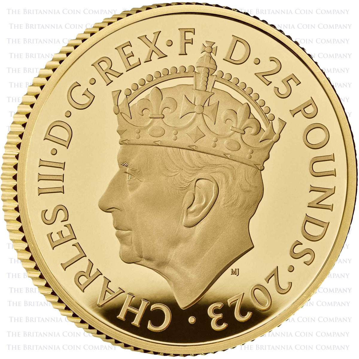 UK23KCGQ UK23KCGQ 2023 King Charles III Coronation Quarter Ounce Gold Proof Coin Obverse