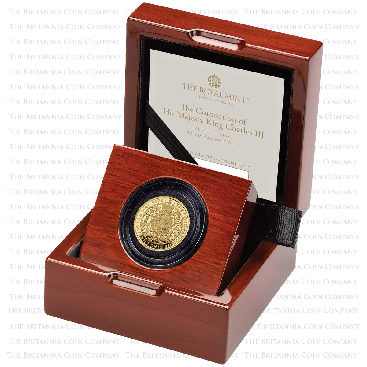 UK23KCGQ 2023 King Charles III Coronation Quarter Ounce Gold Proof Coin Boxed