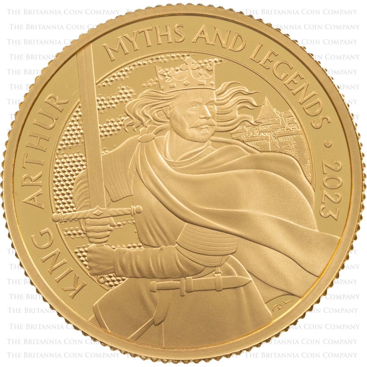 Uk23KCGQ 2023 Myths And Legends King Arthur Quarter Ounce Gold Proof Coin Reverse
