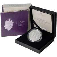 UK23KCPF 2023 King Charles III Coronation Five Pound Crown Piedfort Silver Proof Coin Thumbnail
