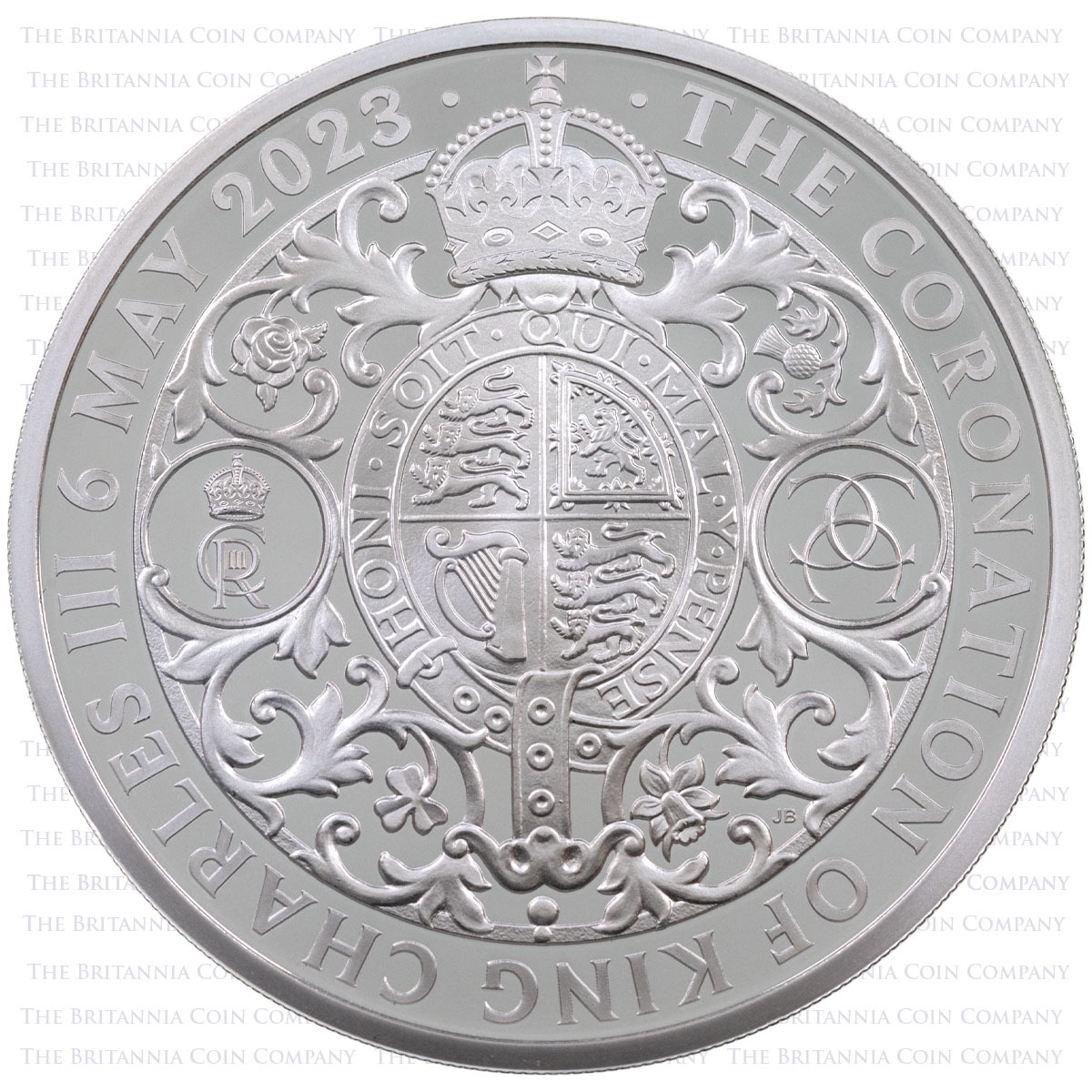 UK23KCS1 2023 King Charles III Coronation One Ounce Silver Proof Coin Reverse
