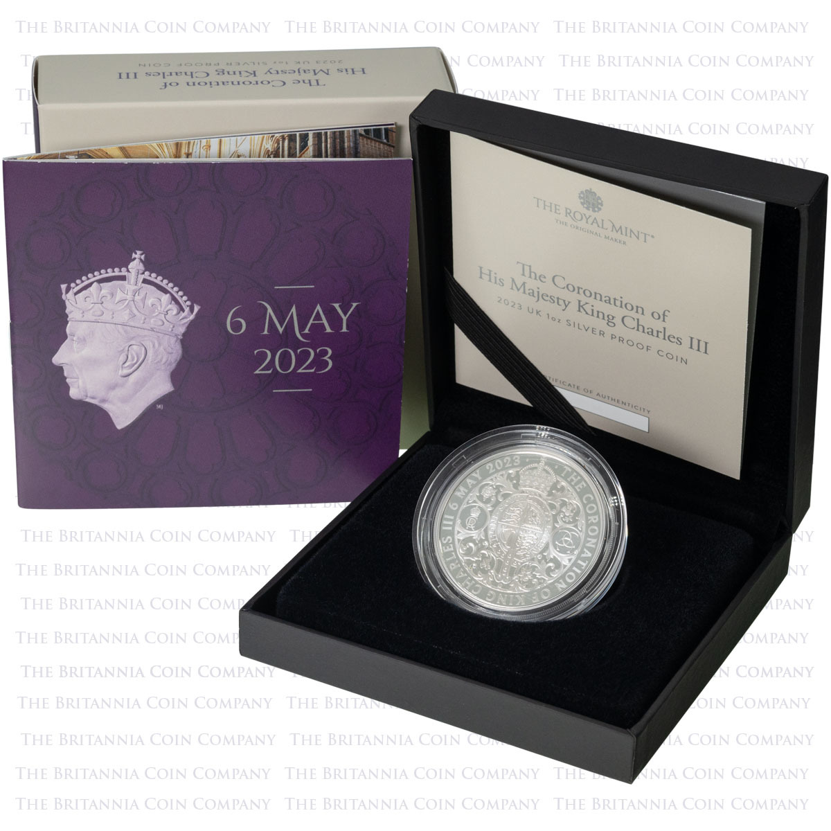 UK23KCS1 2023 King Charles III Coronation One Ounce Silver Proof Coin Boxed