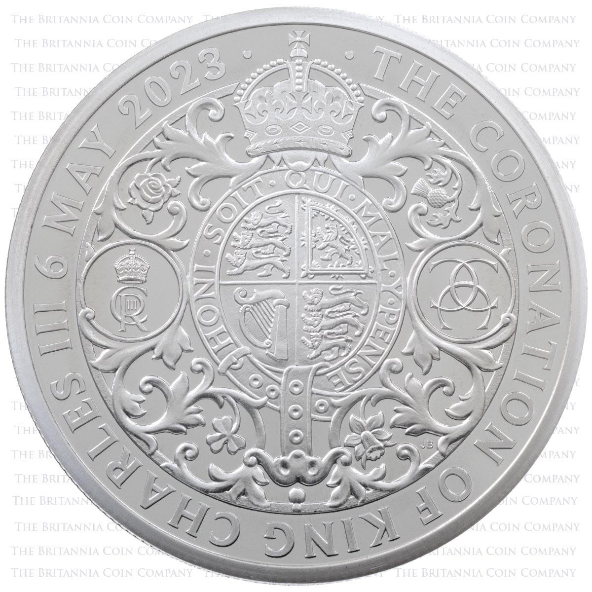 UK23KCS2 2023 King Charles III Coronation Two Ounce Silver Proof Coin Reverse