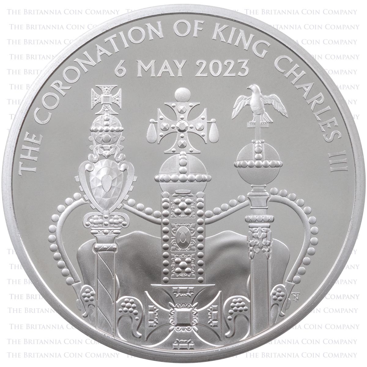 UK23KCPF 2023 King Charles III Coronation Five Pound Crown Piedfort Silver Proof Coin Reverse