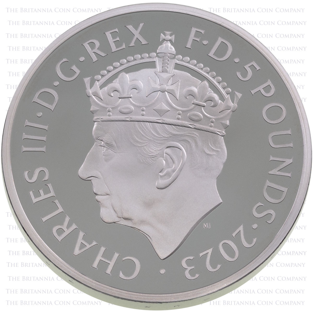 UK23KCSP 2023 King Charles III Coronation Five Pound Crown Silver Proof Coin Obverse