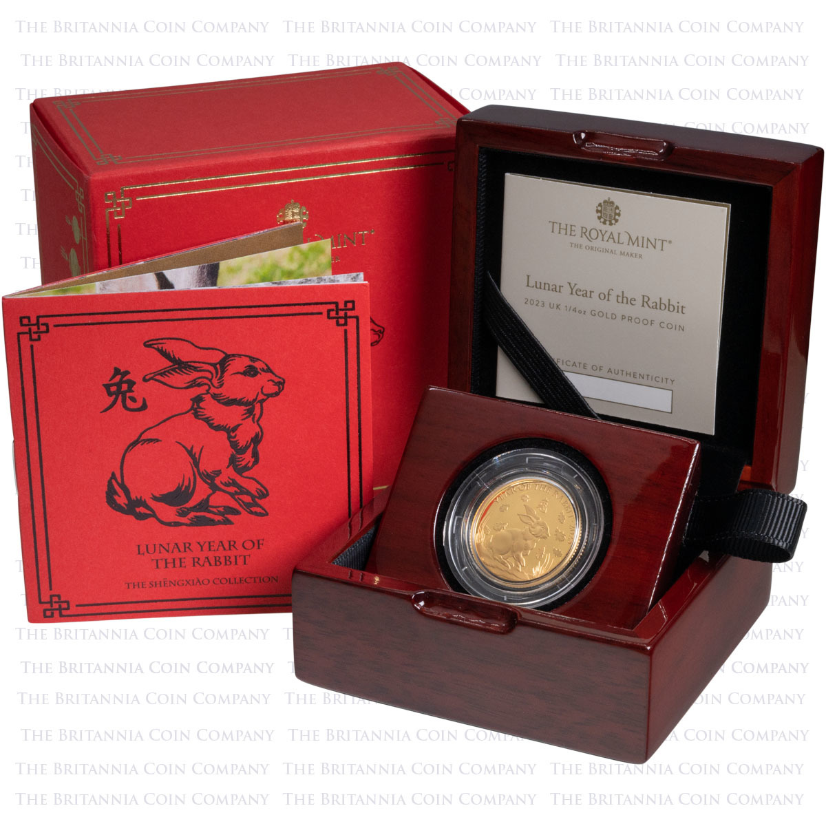 UK23LRQO 2023 Lunar Year Of The Rabbit Quarter Ounce Gold Proof Coin Boxed