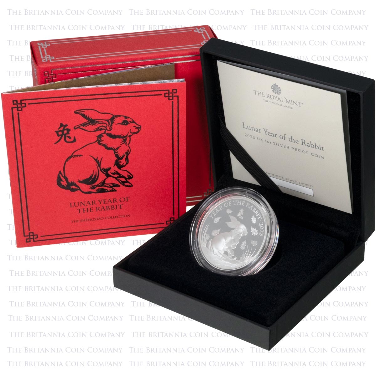 UK23LRS1 2023 Lunar Year Of The Rabbit One Ounce Silver Proof Coin Boxed