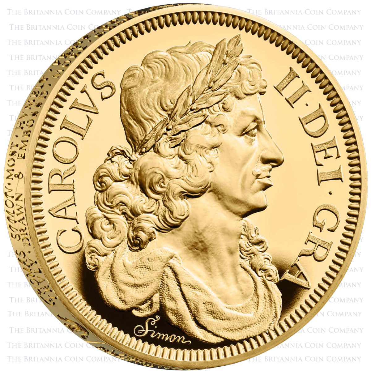 UK23PC5G 2023 Great Engravers Petition Crown Five Ounce Gold Proof Two Coin Set Charles II Reverse