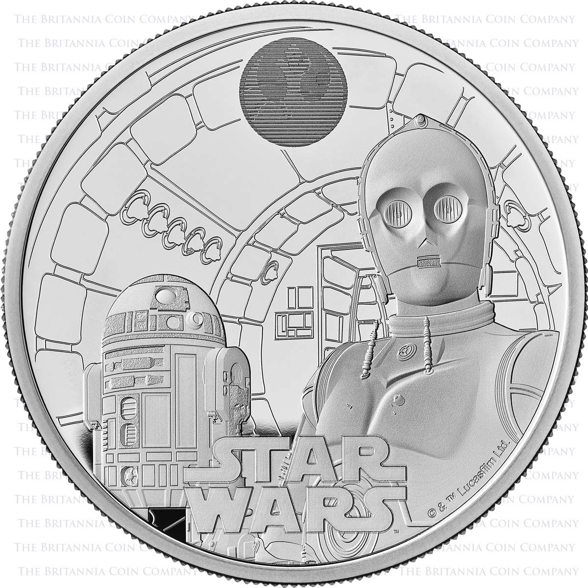 UK23R2S2 2023 Star Wars R2-D2 And C-3PO Two Ounce Silver Proof Coin Reverse