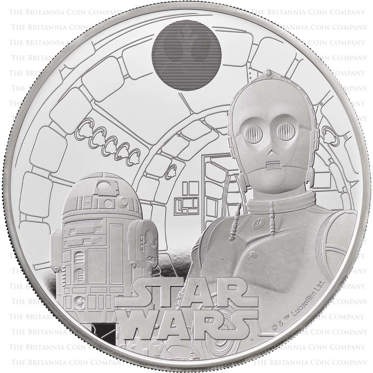 Uk23R2S5 2023 Star Wars R2-D2 And C-3PO Five Ounce Silver Proof Coin Reverse