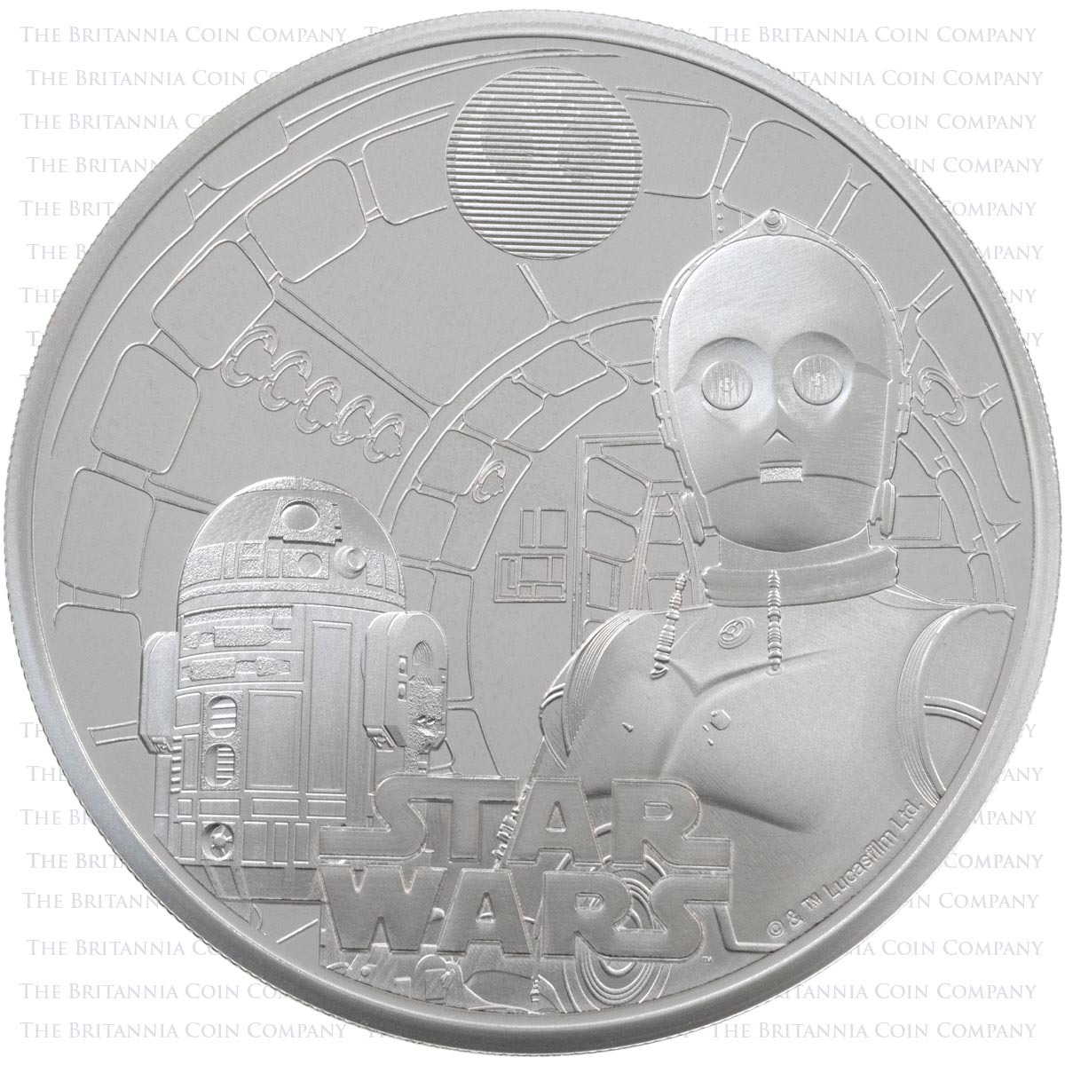 UK23R2SP 2023 Star Wars R2-D2 And C-3PO One Ounce Silver Proof Coin Reverse