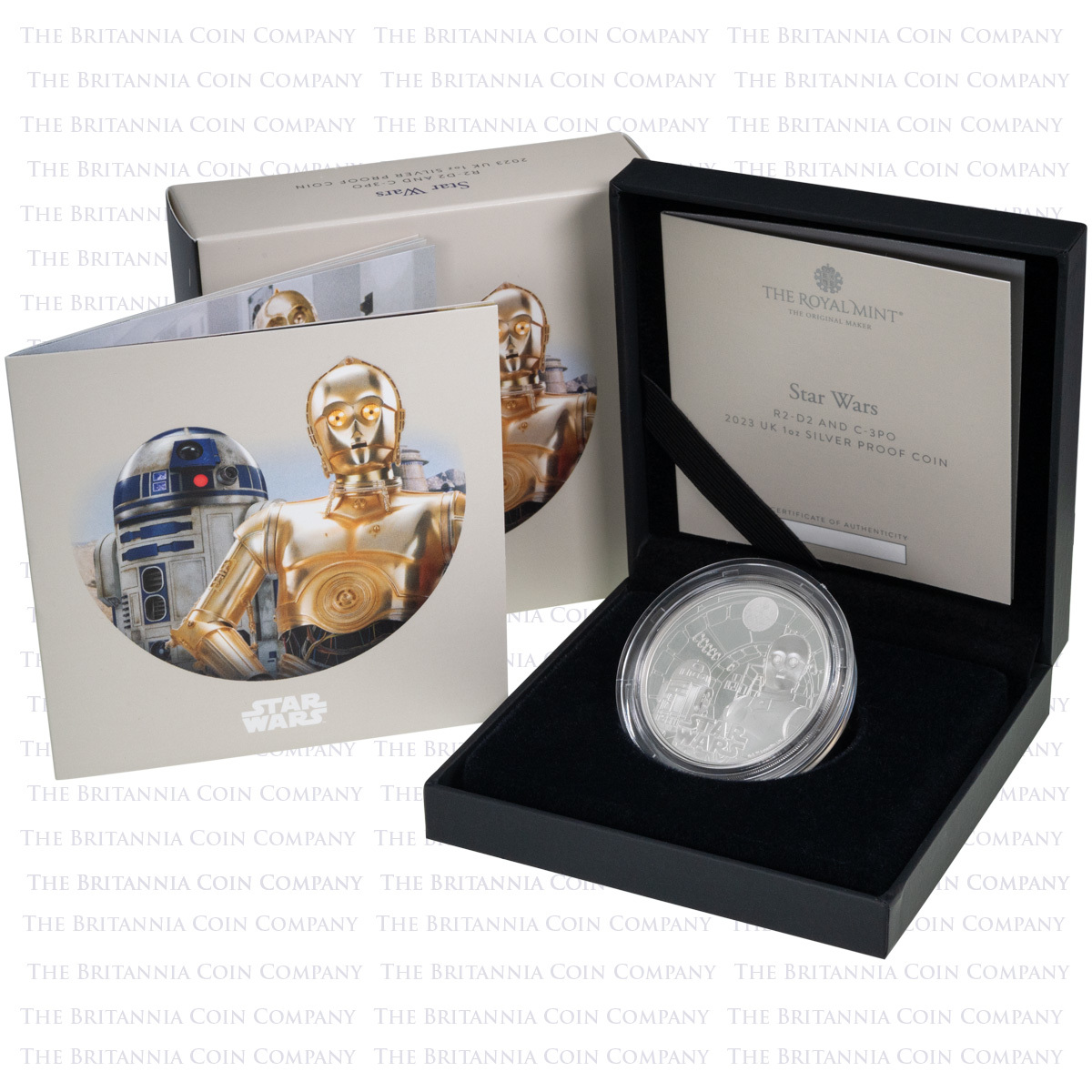 UK23R2SP 2023 Star Wars R2-D2 And C-3PO One Ounce Silver Proof Coin Boxed