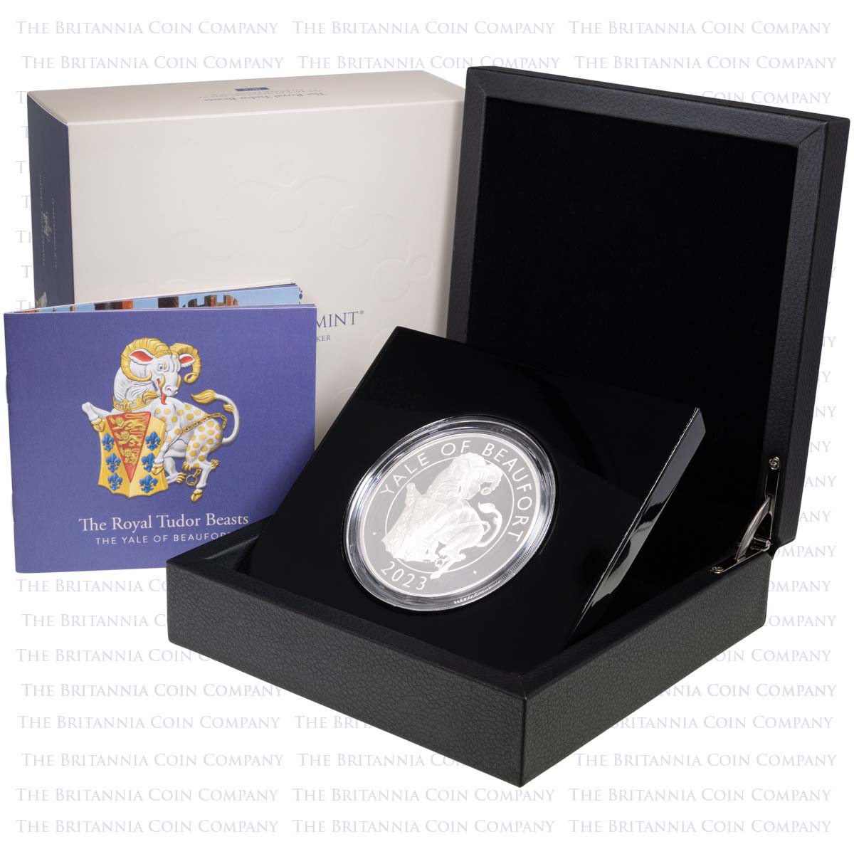 UK23TYBS5 2023 Tudor Beasts Yale Of Beaufort Five Ounce Silver Proof Coin Boxed