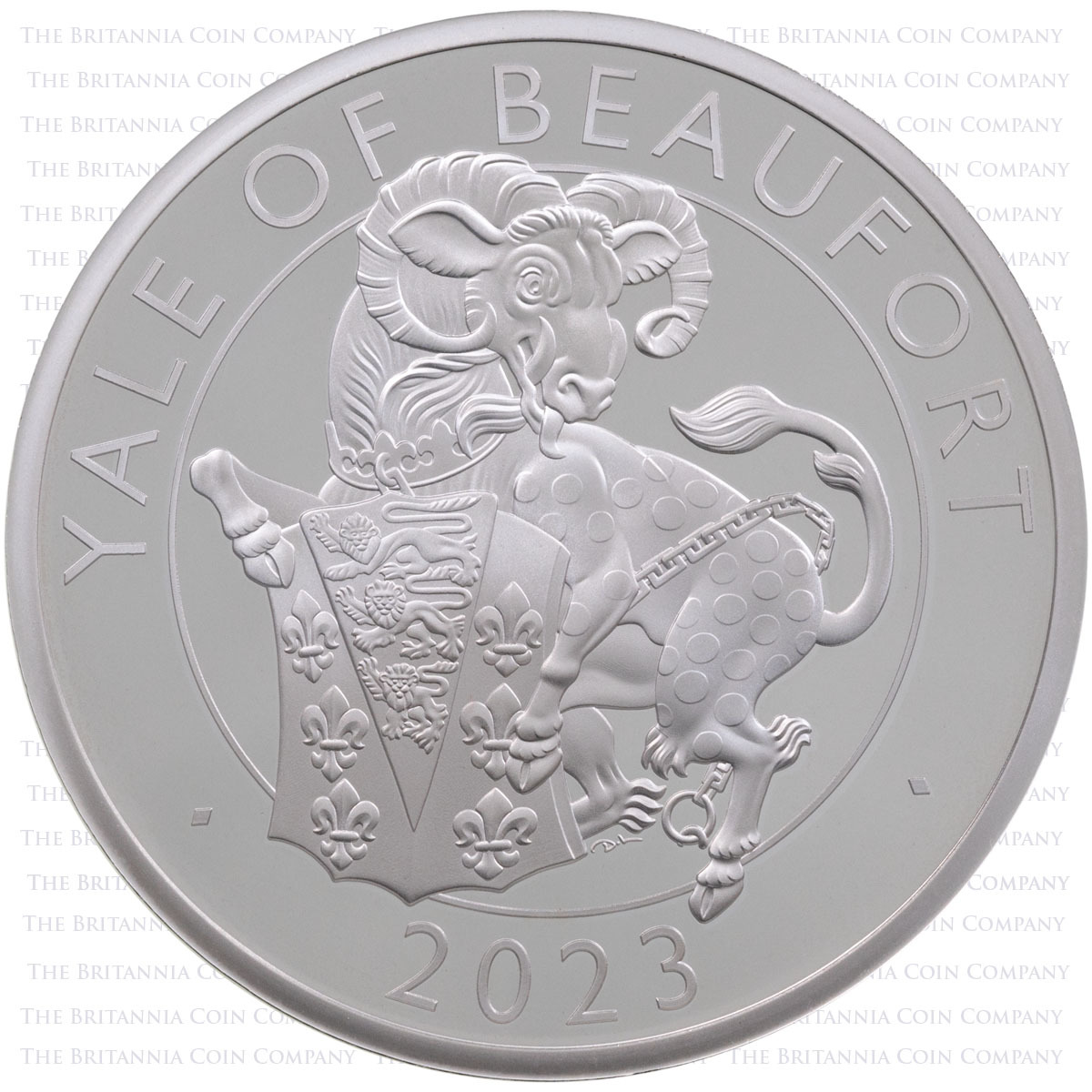 UK23TYBSP 2023 Tudor Beasts Yale Of Beaufort One Ounce Silver Proof Coin Reverse