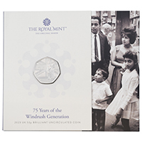 UK23WGBU 2023 Empire Windrush Generation Fifty Pence Brilliant Uncirculated Coin thumbnail image