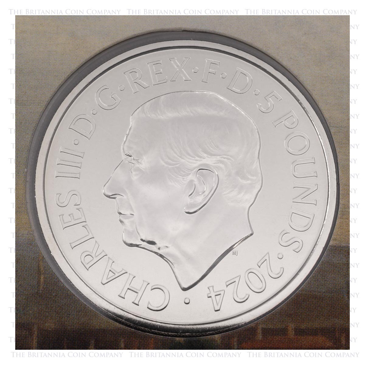 UK24BPBU 2024 Buckingham Palace Five Pound Brilliant Uncirculated Coin Obverse