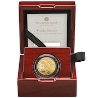Uk25FMQG 2025 Freddie Mercury Quarter Ounce Gold Proof Music Legends Coin Thumbnail