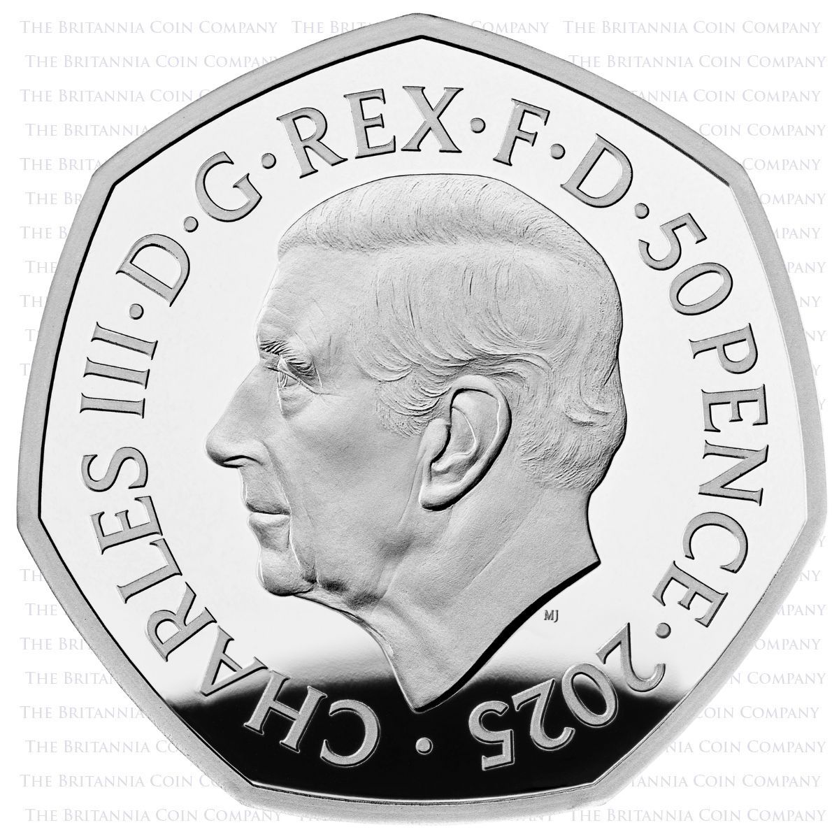 UK25RASPC 2025 Red Arrows Fifty Pence Coloured Silver Proof Coin Obverse