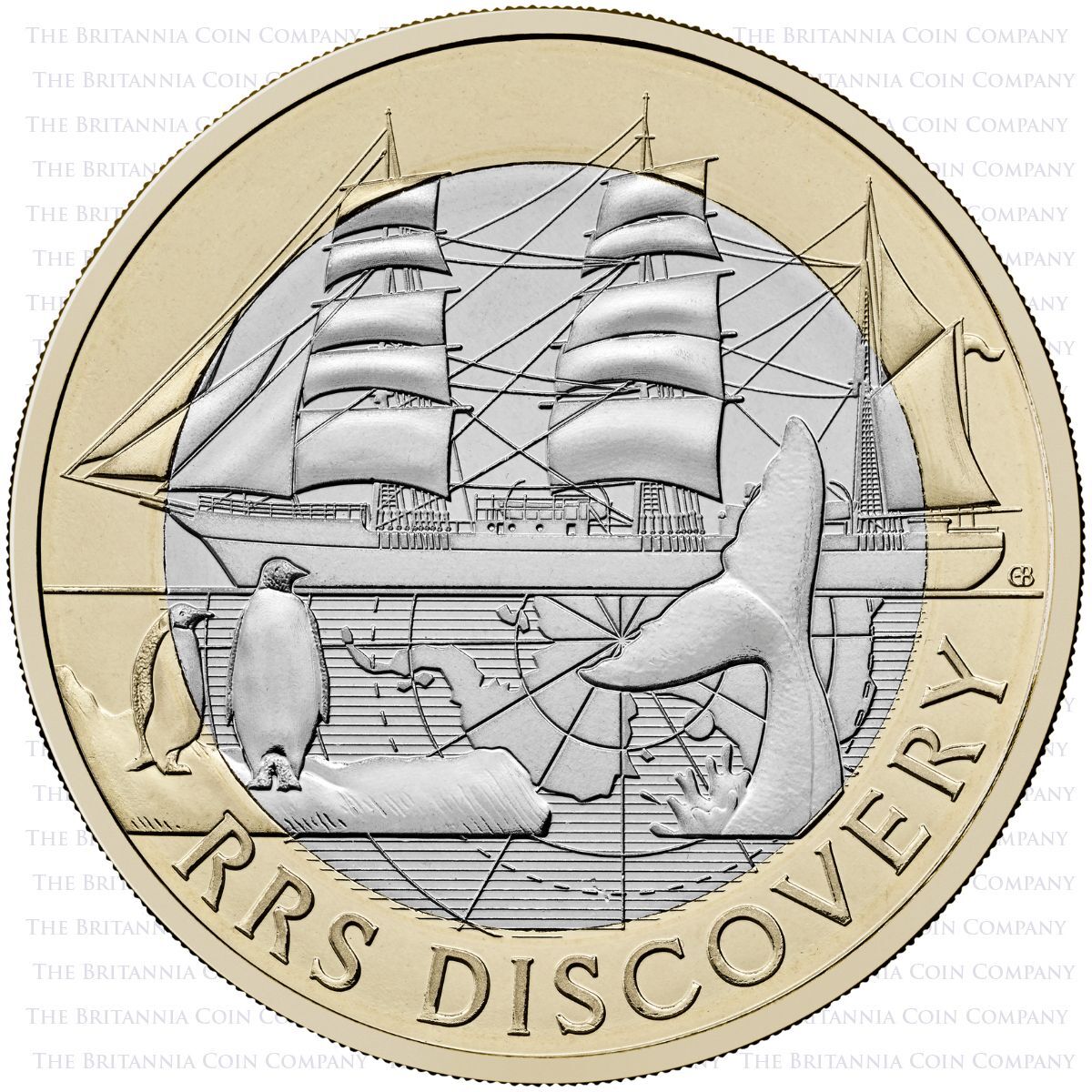 UK25RSDB 2025 RRS Discovery Two Pound Brilliant Uncirculated Coin Reverse