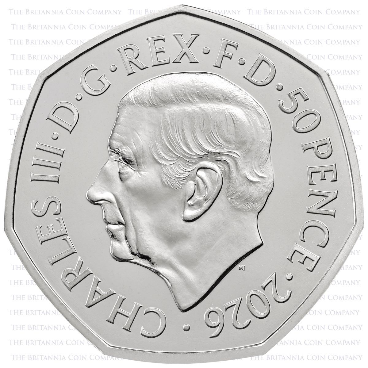 UK26AABC 2026 50 Years Of Aardman Fifty Pence Coloured Brilliant Uncirculated Mint Pack Coin Obverse