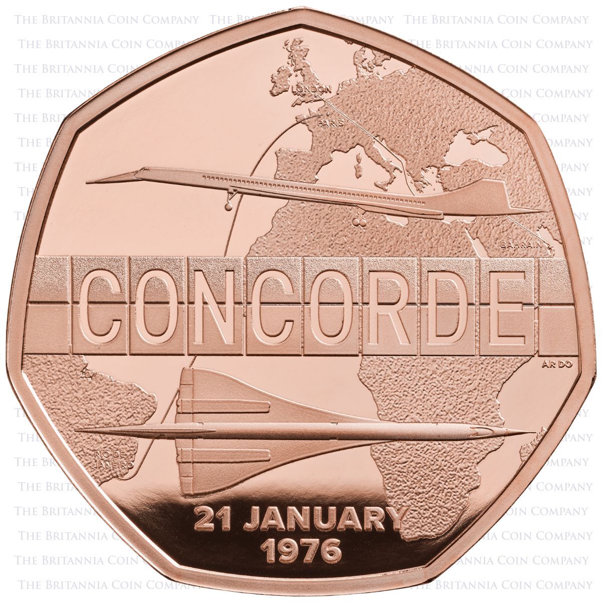UK26CCGP 2026 Concorde Fifty Pence Gold Proof Coin Reverse