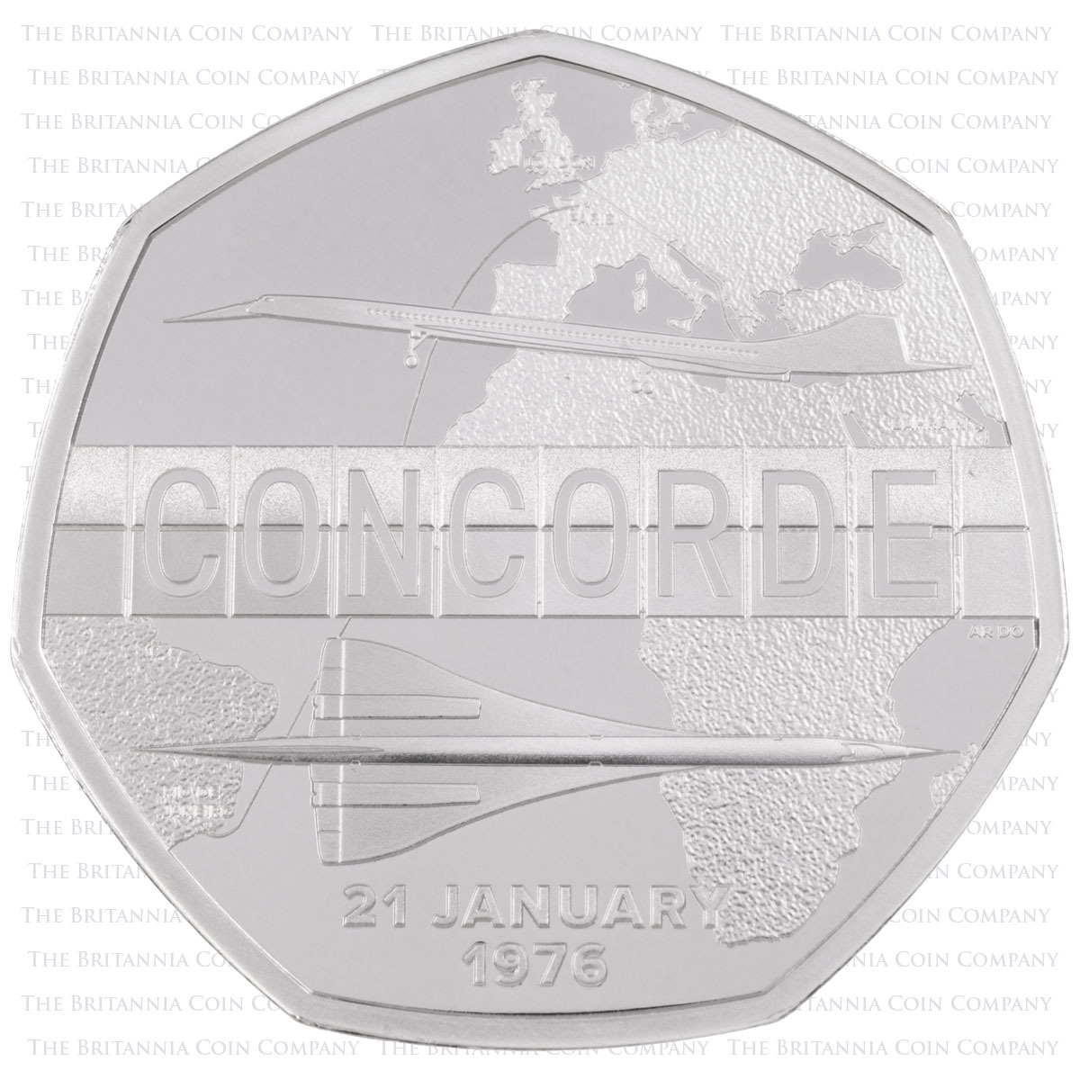 UK26CCSPF 2026 Concorde Fifty Pence Piedfort Silver Proof Coin Reverse