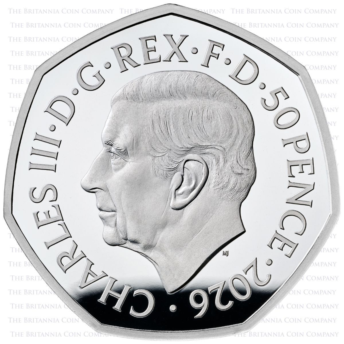 UK26CCSPF 2026 Concorde Fifty Pence Piedfort Silver Proof Coin Obverse