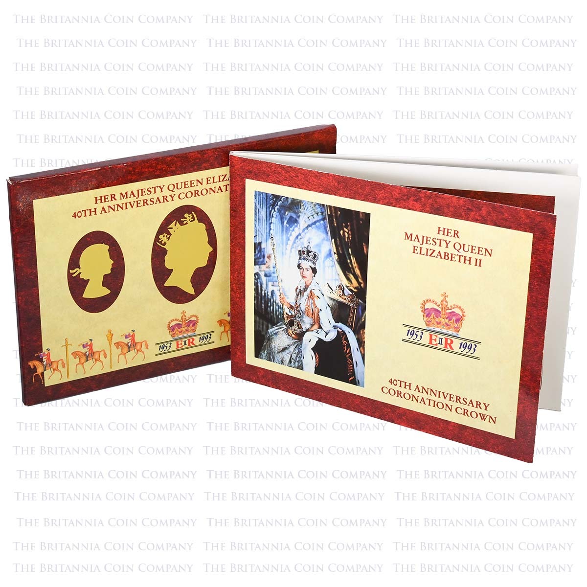 UK40BU 1993 Coronation 40th Anniversary £5 Crown BU in Folder Packaging