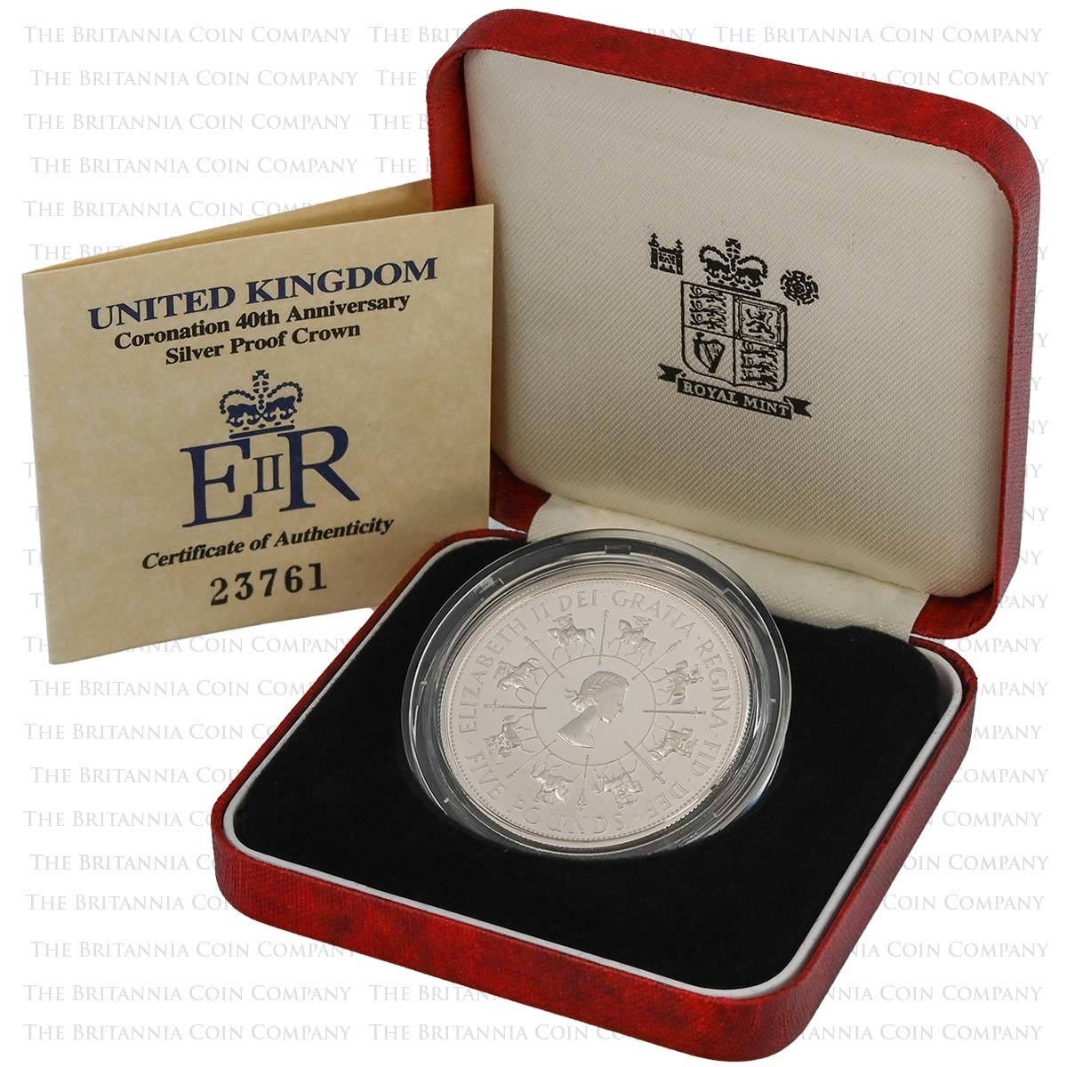 1993 Coronation 40th Anniversary £5 Crown Silver Proof Boxed